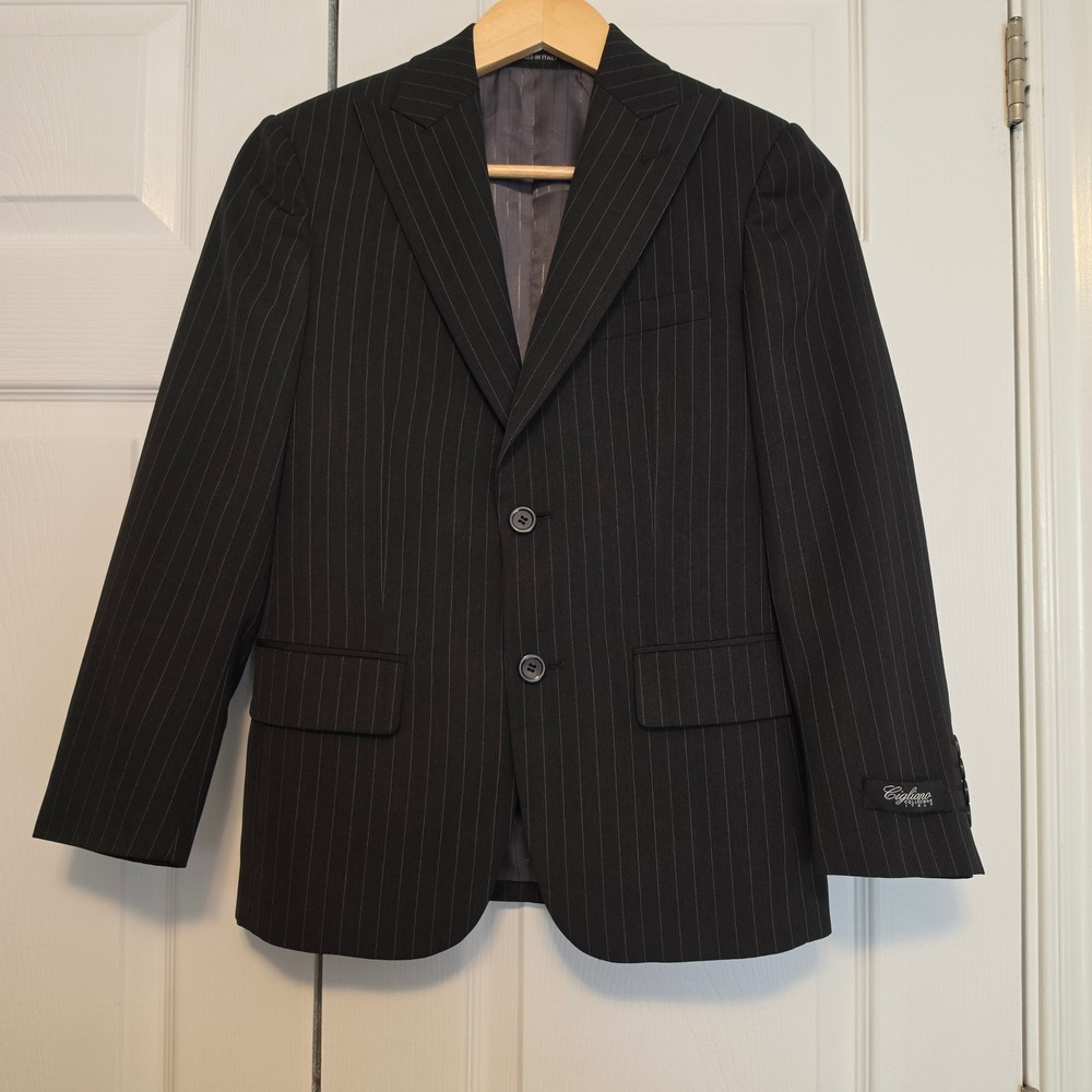 Cigliano Collezione Italy Pinstripe Paisley Blazer Black Size 12